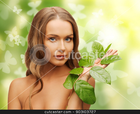 To use this stock image in your creative project, please select the size you need over to the right and click the "Add to Cart" button.
Your downloaded image will come with the Cutcaster watermark removed so don’t worry about the watermark you see on this page. woman with green leaf and butterflies stock photo, picture of happy woman with green leaf and butterflies by Syda Productions