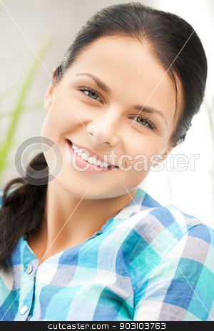 To use this stock image in your creative project, please select the size you need over to the right and click the "Add to Cart" button.
Your downloaded image will come with the Cutcaster watermark removed so don’t worry about the watermark you see on this page. picture of smiling woman at home stock photo, bright closeup picture of smiling woman at home by Syda Productions