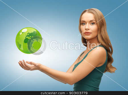 To use this stock image in your creative project, please select the size you need over to the right and click the "Add to Cart" button.
Your downloaded image will come with the Cutcaster watermark removed so don’t worry about the watermark you see on this page. woman holding green globe on her hands stock photo, picture of woman holding green globe on her hands by Syda Productions