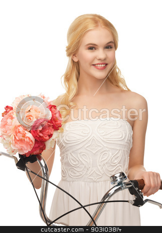 To use this stock image in your creative project, please select the size you need over to the right and click the "Add to Cart" button.
Your downloaded image will come with the Cutcaster watermark removed so don’t worry about the watermark you see on this page. country girl with bicycle and flowers stock photo, picture of country girl with bicycle and flowers by Syda Productions