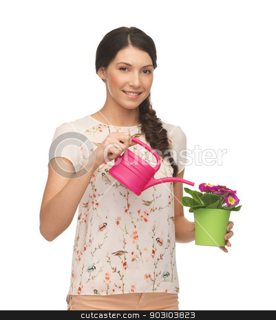 To use this stock image in your creative project, please select the size you need over to the right and click the "Add to Cart" button.
Your downloaded image will come with the Cutcaster watermark removed so don’t worry about the watermark you see on this page. housewife with flower in pot and watering can stock photo, lovely housewife with flower in pot and watering can by Syda Productions