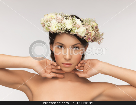 To use this stock image in your creative project, please select the size you need over to the right and click the "Add to Cart" button.
Your downloaded image will come with the Cutcaster watermark removed so don’t worry about the watermark you see on this page. woman wearing wreath of flowers stock photo, picture of young woman wearing wreath of flowers . by Syda Productions