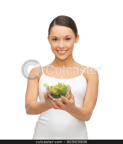 To use this stock image in your creative project, please select the size you need over to the right and click the "Add to Cart" button.
Your downloaded image will come with the Cutcaster watermark removed so don’t worry about the watermark you see on this page. healthy woman holding bowl with salad stock photo, picture of healthy woman holding bowl with salad by Syda Productions
