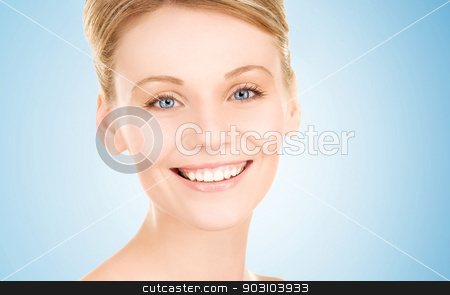 To use this stock image in your creative project, please select the size you need over to the right and click the "Add to Cart" button.
Your downloaded image will come with the Cutcaster watermark removed so don’t worry about the watermark you see on this page. lovely woman stock photo, bright picture of lovely woman over blue by Syda Productions