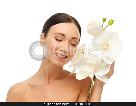 To use this stock image in your creative project, please select the size you need over to the right and click the "Add to Cart" button.
Your downloaded image will come with the Cutcaster watermark removed so don’t worry about the watermark you see on this page. smiling woman with white orchid flower stock photo, bright picture of smiling woman with white orchid flower. by Syda Productions