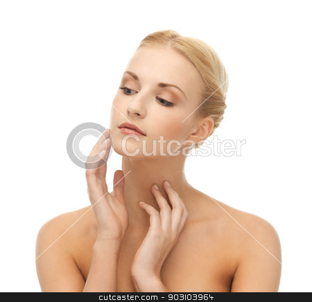 To use this stock image in your creative project, please select the size you need over to the right and click the "Add to Cart" button.
Your downloaded image will come with the Cutcaster watermark removed so don’t worry about the watermark you see on this page. woman touching her face skin stock photo, portrait of beautiful woman touching her face skin by Syda Productions