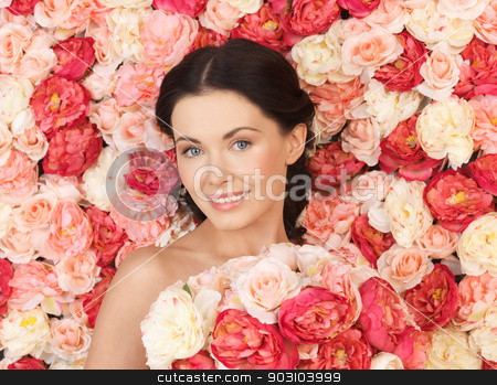 To use this stock image in your creative project, please select the size you need over to the right and click the "Add to Cart" button.
Your downloaded image will come with the Cutcaster watermark removed so don’t worry about the watermark you see on this page. woman with background full of roses stock photo, portrait of beautiful woman with background full of roses by Syda Productions