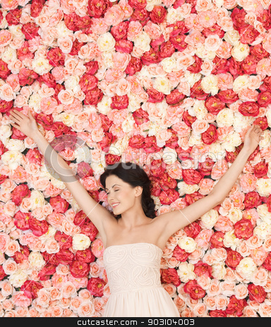 To use this stock image in your creative project, please select the size you need over to the right and click the "Add to Cart" button.
Your downloaded image will come with the Cutcaster watermark removed so don’t worry about the watermark you see on this page. young woman with background full of roses stock photo, beautiful and young woman with background full of roses by Syda Productions