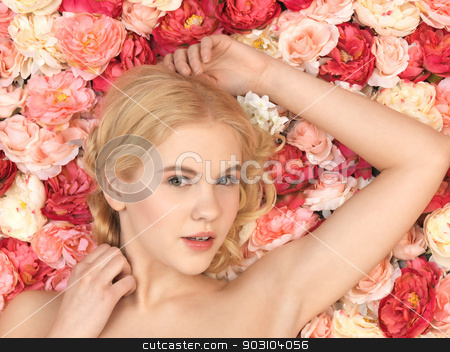 To use this stock image in your creative project, please select the size you need over to the right and click the "Add to Cart" button.
Your downloaded image will come with the Cutcaster watermark removed so don’t worry about the watermark you see on this page. beautiful woman and background full of roses stock photo, face of beautiful woman and background full of roses by Syda Productions