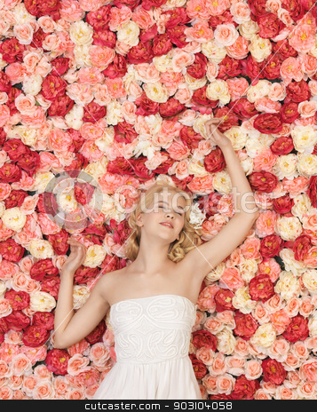 To use this stock image in your creative project, please select the size you need over to the right and click the "Add to Cart" button.
Your downloaded image will come with the Cutcaster watermark removed so don’t worry about the watermark you see on this page. young woman with background full of roses stock photo, beautiful and young woman with background full of roses by Syda Productions
