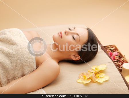 To use this stock image in your creative project, please select the size you need over to the right and click the "Add to Cart" button.
Your downloaded image will come with the Cutcaster watermark removed so don’t worry about the watermark you see on this page. woman in spa salon lying on the massage desk stock photo, picture of woman in spa salon lying on the massage desk by Syda Productions