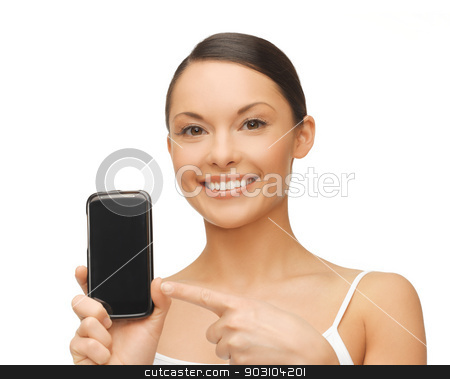 To use this stock image in your creative project, please select the size you need over to the right and click the "Add to Cart" button.
Your downloaded image will come with the Cutcaster watermark removed so don’t worry about the watermark you see on this page. woman pointing at smartphone with sport app stock photo, beautiful woman pointing at smartphone with sport app by Syda Productions