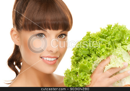 To use this stock image in your creative project, please select the size you need over to the right and click the "Add to Cart" button.
Your downloaded image will come with the Cutcaster watermark removed so don’t worry about the watermark you see on this page. woman holding lettuce stock photo, picture of healthy woman holding bunch of lettuce by Syda Productions