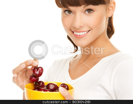 To use this stock image in your creative project, please select the size you need over to the right and click the "Add to Cart" button.
Your downloaded image will come with the Cutcaster watermark removed so don’t worry about the watermark you see on this page. healthy woman holding bowl with cherries stock photo, picture of healthy woman holding bowl with cherries by Syda Productions