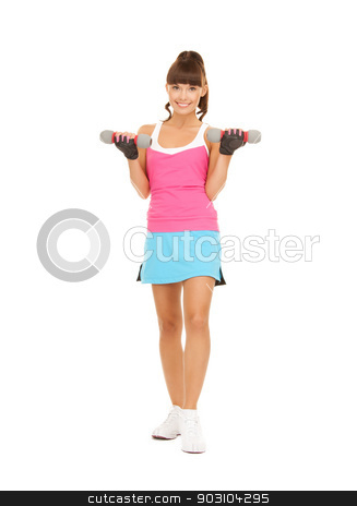 To use this stock image in your creative project, please select the size you need over to the right and click the "Add to Cart" button.
Your downloaded image will come with the Cutcaster watermark removed so don’t worry about the watermark you see on this page. young sporty woman with light dumbbells stock photo, picture of young sporty woman with light dumbbells by Syda Productions