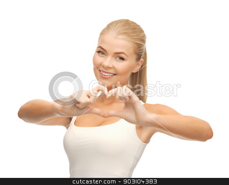 To use this stock image in your creative project, please select the size you need over to the right and click the "Add to Cart" button.
Your downloaded image will come with the Cutcaster watermark removed so don’t worry about the watermark you see on this page. woman showing heart shape gesture stock photo, picture of woman showing heart shape gesture by Syda Productions