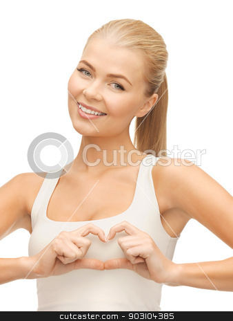 To use this stock image in your creative project, please select the size you need over to the right and click the "Add to Cart" button.
Your downloaded image will come with the Cutcaster watermark removed so don’t worry about the watermark you see on this page. woman showing heart shape gesture stock photo, picture of woman showing heart shape gesture by Syda Productions