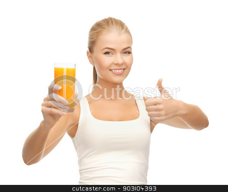 To use this stock image in your creative project, please select the size you need over to the right and click the "Add to Cart" button.
Your downloaded image will come with the Cutcaster watermark removed so don’t worry about the watermark you see on this page. woman holding glass of orange juice stock photo, woman holding glass of orange juice and showing thumbs up by Syda Productions