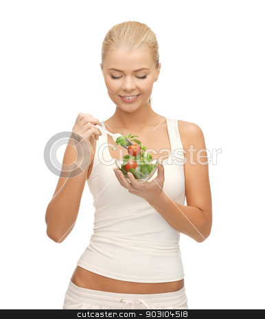 To use this stock image in your creative project, please select the size you need over to the right and click the "Add to Cart" button.
Your downloaded image will come with the Cutcaster watermark removed so don’t worry about the watermark you see on this page. healthy woman holding bowl with salad stock photo, picture of healthy woman holding bowl with salad by Syda Productions