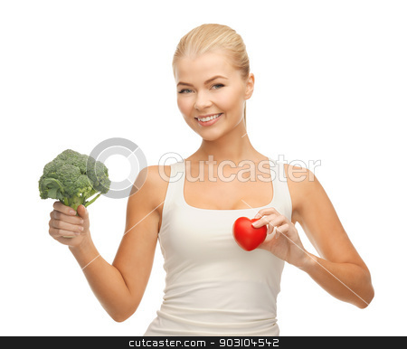 To use this stock image in your creative project, please select the size you need over to the right and click the "Add to Cart" button.
Your downloaded image will come with the Cutcaster watermark removed so don’t worry about the watermark you see on this page. woman holding heart symbol and broccoli stock photo, young woman holding heart symbol and broccoli by Syda Productions