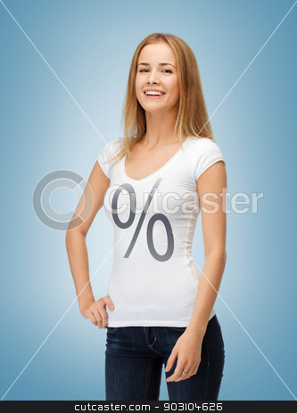 To use this stock image in your creative project, please select the size you need over to the right and click the "Add to Cart" button.
Your downloaded image will come with the Cutcaster watermark removed so don’t worry about the watermark you see on this page. woman in shirt with percent sign stock photo, picture of smiling woman in shirt with percent sign by Syda Productions