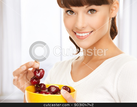 To use this stock image in your creative project, please select the size you need over to the right and click the "Add to Cart" button.
Your downloaded image will come with the Cutcaster watermark removed so don’t worry about the watermark you see on this page. healthy woman holding bowl with cherries stock photo, picture of healthy woman holding bowl with cherries by Syda Productions