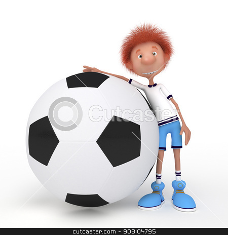 To use this stock image in your creative project, please select the size you need over to the right and click the "Add to Cart" button.
Your downloaded image will come with the Cutcaster watermark removed so don’t worry about the watermark you see on this page. 3d boy football player. stock photo, Sports soccer competition. Faster, higher, stronger. by karelin721