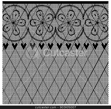 To use this stock image in your creative project, please select the size you need over to the right and click the "Add to Cart" button.
Your downloaded image will come with the Cutcaster watermark removed so don’t worry about the watermark you see on this page. Lace Pattern stock vector clipart, A lace stocking background in a fishnet style with hearts and flowers by Kotto