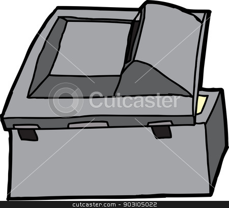 To use this stock image in your creative project, please select the size you need over to the right and click the "Add to Cart" button.
Your downloaded image will come with the Cutcaster watermark removed so don’t worry about the watermark you see on this page. Black Multifunction Scanner stock vector clipart, Rear of open black multifunction copy machine by Eric Basir