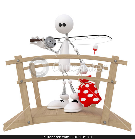 To use this stock image in your creative project, please select the size you need over to the right and click the "Add to Cart" button.
Your downloaded image will come with the Cutcaster watermark removed so don’t worry about the watermark you see on this page. The 3D little man on fishing. stock photo, The white little man a spring on hunting for fish. by karelin721