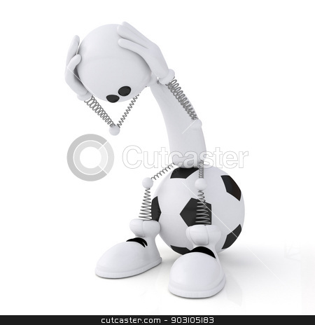 To use this stock image in your creative project, please select the size you need over to the right and click the "Add to Cart" button.
Your downloaded image will come with the Cutcaster watermark removed so don’t worry about the watermark you see on this page. 3d person football goalkeeper. stock photo, The little, white man on springs plays soccer. by karelin721