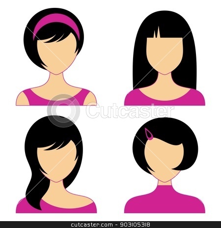 To use this stock image in your creative project, please select the size you need over to the right and click the "Add to Cart" button.
Your downloaded image will come with the Cutcaster watermark removed so don’t worry about the watermark you see on this page. Woman faces stock vector clipart, Vector woman face icons with various hair style by blumer