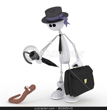 To use this stock image in your creative project, please select the size you need over to the right and click the "Add to Cart" button.
Your downloaded image will come with the Cutcaster watermark removed so don’t worry about the watermark you see on this page. The 3D white little man with a portfolio. stock photo, The businessman gathering for work catches a taxi an umbrella. by karelin721