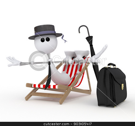 To use this stock image in your creative project, please select the size you need over to the right and click the "Add to Cart" button.
Your downloaded image will come with the Cutcaster watermark removed so don’t worry about the watermark you see on this page. The 3D little businessman on a beach. stock photo, Travel on the solar coast of the warm sea. by karelin721