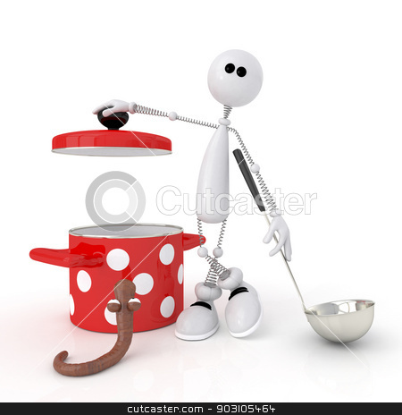 To use this stock image in your creative project, please select the size you need over to the right and click the "Add to Cart" button.
Your downloaded image will come with the Cutcaster watermark removed so don’t worry about the watermark you see on this page. The 3D person with the Pan. stock photo, Subjects for preparation of tasty and nutritious food. by karelin721