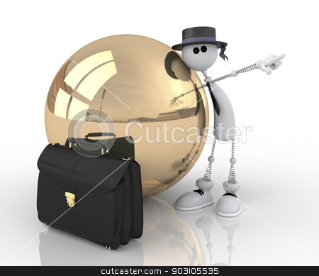 To use this stock image in your creative project, please select the size you need over to the right and click the "Add to Cart" button.
Your downloaded image will come with the Cutcaster watermark removed so don’t worry about the watermark you see on this page. The 3D character with a gold sphere. stock photo, The businessman shows the way to success. by karelin721
