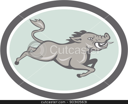 To use this stock image in your creative project, please select the size you need over to the right and click the "Add to Cart" button.
Your downloaded image will come with the Cutcaster watermark removed so don’t worry about the watermark you see on this page. Wild Boar Razorback Jumping Side Cartoon stock vector clipart, Illustration of a wild pig boar razorback jumping on isolated background done in cartoon style set inside oval. by patrimonio