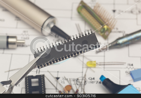 To use this stock image in your creative project, please select the size you need over to the right and click the "Add to Cart" button.
Your downloaded image will come with the Cutcaster watermark removed so don’t worry about the watermark you see on this page. Electronic components stock photo, Electronic components by B.F.