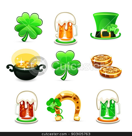 To use this stock image in your creative project, please select the size you need over to the right and click the "Add to Cart" button.
Your downloaded image will come with the Cutcaster watermark removed so don’t worry about the watermark you see on this page. st.Patrick's Day's icons set on white background stock vector clipart, st.Patrick's Day's icons set isolated on white background. In the EPS file, each element is grouped separately. by Viachaslau Vaitsenok