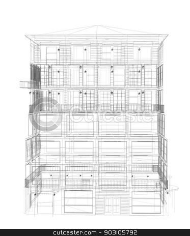 To use this stock image in your creative project, please select the size you need over to the right and click the "Add to Cart" button.
Your downloaded image will come with the Cutcaster watermark removed so don’t worry about the watermark you see on this page. Highly detailed building. Wire-frame render stock photo, Highly detailed building. Isolated wire-frame render on a white background by cherezoff