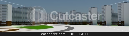 To use this stock image in your creative project, please select the size you need over to the right and click the "Add to Cart" button.
Your downloaded image will come with the Cutcaster watermark removed so don’t worry about the watermark you see on this page. Residential district stock photo, Residential district. 3d rendering on blue sky background by cherezoff
