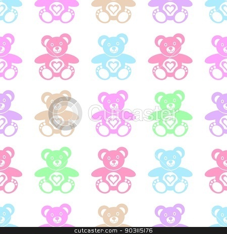 To use this stock image in your creative project, please select the size you need over to the right and click the "Add to Cart" button.
Your downloaded image will come with the Cutcaster watermark removed so don’t worry about the watermark you see on this page. Teddy bears stock vector clipart, Seamless pattern made of cute colorful teddy bears by blumer