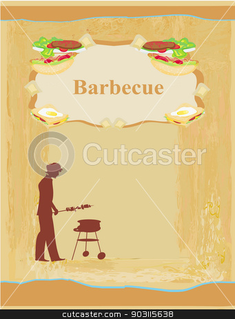 To use this stock image in your creative project, please select the size you need over to the right and click the "Add to Cart" button.
Your downloaded image will come with the Cutcaster watermark removed so don’t worry about the watermark you see on this page. man cooking on his barbecue - Invitation stock vector clipart, man cooking on his barbecue - Invitation by Jacky Brown