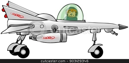 To use this stock image in your creative project, please select the size you need over to the right and click the "Add to Cart" button.
Your downloaded image will come with the Cutcaster watermark removed so don’t worry about the watermark you see on this page. Boy piloting a jet star fighter stock photo, This illustration depicts a boy piloting a jet star fighter with landing gear down. by Dennis Cox