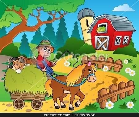 To use this stock image in your creative project, please select the size you need over to the right and click the "Add to Cart" button.
Your downloaded image will come with the Cutcaster watermark removed so don’t worry about the watermark you see on this page. Farm theme with red barn 8 stock vector clipart, Farm theme with red barn 8 - eps10 vector illustration. by Klara Viskova