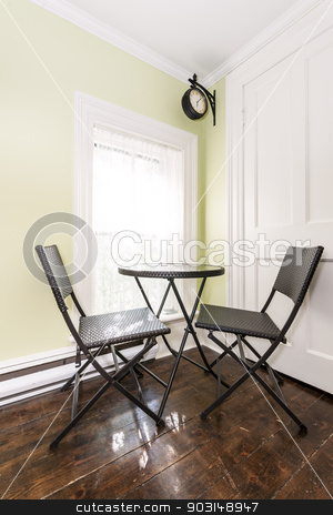 To use this stock image in your creative project, please select the size you need over to the right and click the "Add to Cart" button.
Your downloaded image will come with the Cutcaster watermark removed so don’t worry about the watermark you see on this page. Breakfast nook in rustic house stock photo, Chairs and table in breakfast book of rustic house near bright window with old hardwood floor by Elena Elisseeva