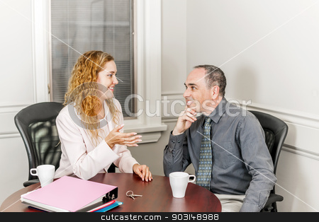 To use this stock image in your creative project, please select the size you need over to the right and click the "Add to Cart" button.
Your downloaded image will come with the Cutcaster watermark removed so don’t worry about the watermark you see on this page. Real estate agent talking to client stock photo, Female real estate agent talking to new home owner in office meeting room by Elena Elisseeva