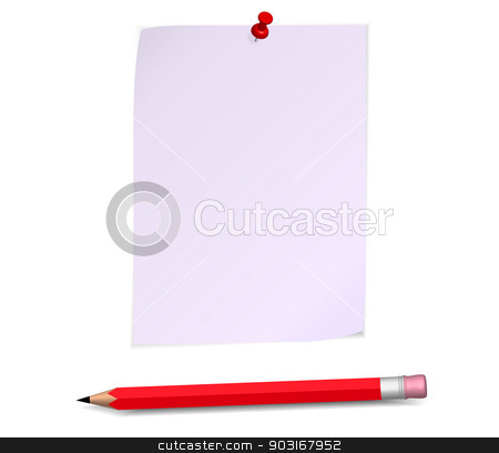 To use this stock image in your creative project, please select the size you need over to the right and click the "Add to Cart" button.
Your downloaded image will come with the Cutcaster watermark removed so don’t worry about the watermark you see on this page. Paper page stock vector clipart, Paper page with red pencil by robuart