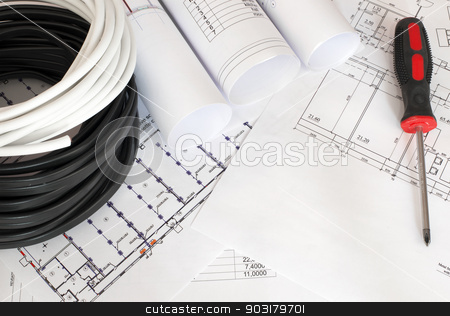 To use this stock image in your creative project, please select the size you need over to the right and click the "Add to Cart" button.
Your downloaded image will come with the Cutcaster watermark removed so don’t worry about the watermark you see on this page. Electrical cable on the construction drawings stock photo, Electrical cable on the construction drawings. Repair and construction of electric systems by cherezoff