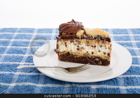 To use this stock image in your creative project, please select the size you need over to the right and click the "Add to Cart" button.
Your downloaded image will come with the Cutcaster watermark removed so don’t worry about the watermark you see on this page. Chocolate Cheesecake stock photo, A slice of fresh, chocolate cheesecake on a white plate with fork by Darryl Brooks